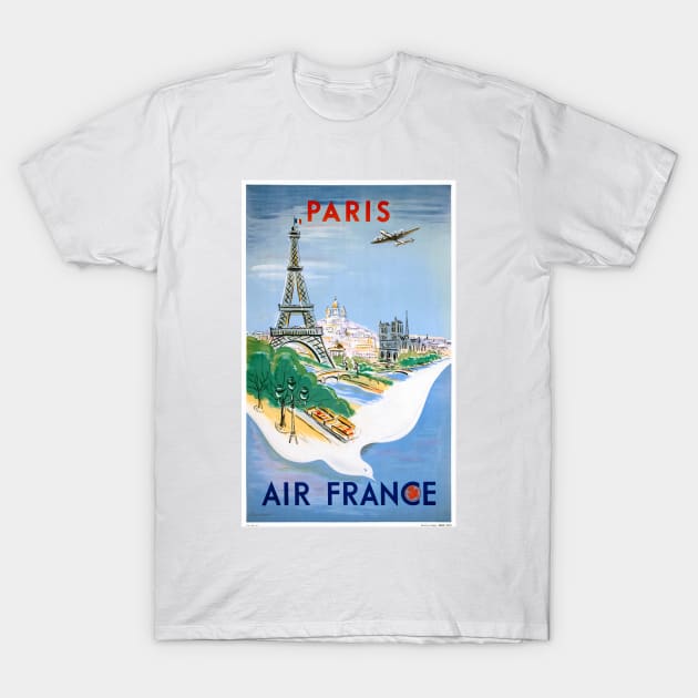 Vintage Travel Poster Paris Air France T-Shirt by vintagetreasure